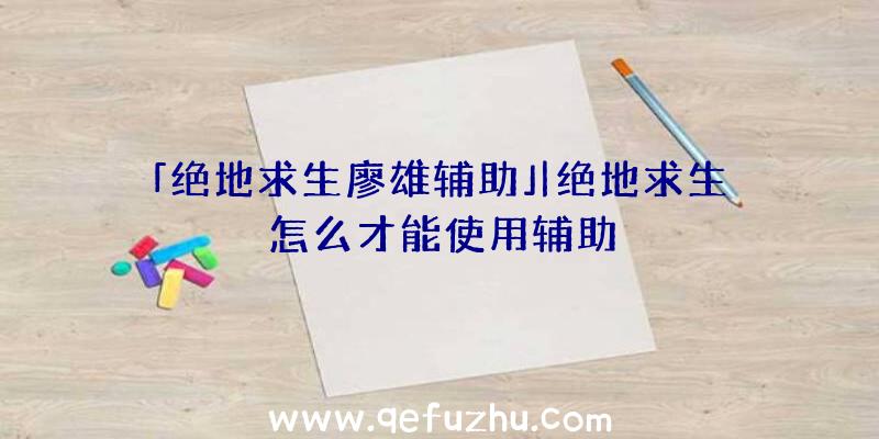 「绝地求生廖雄辅助」|绝地求生怎么才能使用辅助